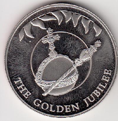 Beschrijving: 50 Pence GOLDEN JUBILEE SCEPTER